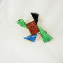 VIntage SIGNED deco carnelian jade sterling pin UNUSUAL shape