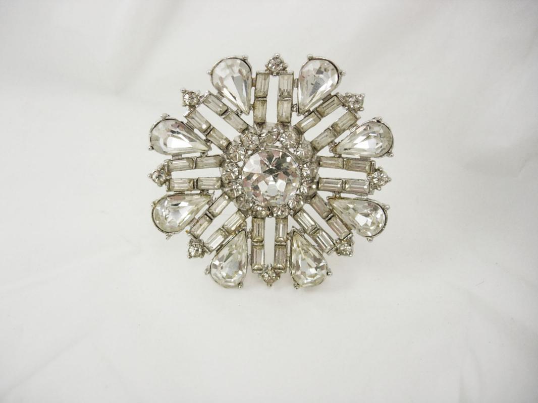 Vintage Rhinestone brooch unsigned WEISS PURE Glitz PURE brilliance