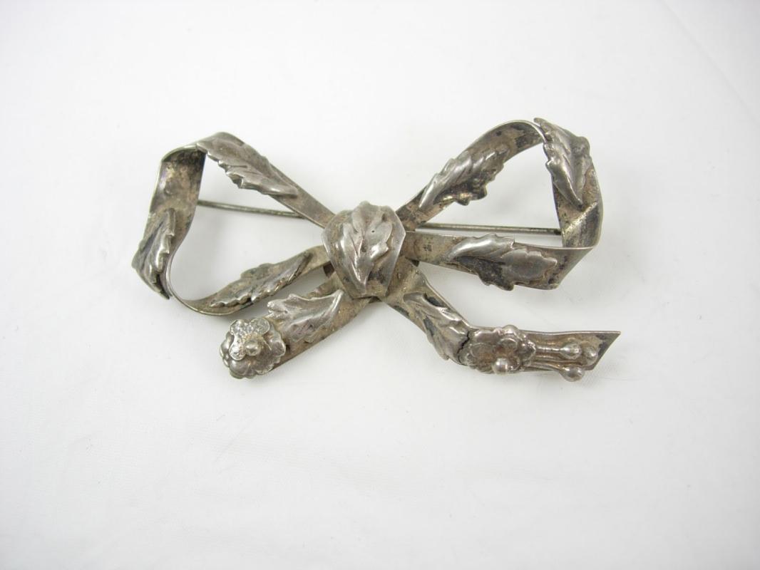 Vintage huge Signed HOBE Brooch sterling LARGE ornate bow