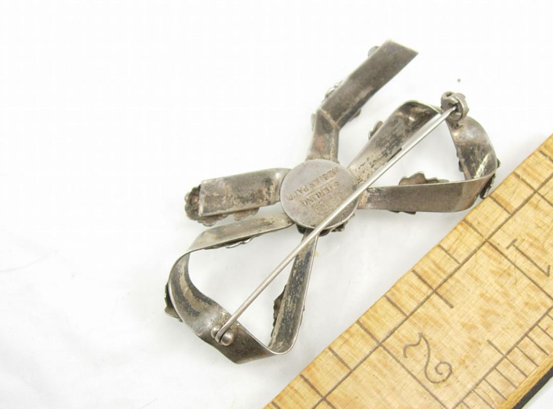 Vintage huge Signed HOBE Brooch sterling LARGE ornate bow