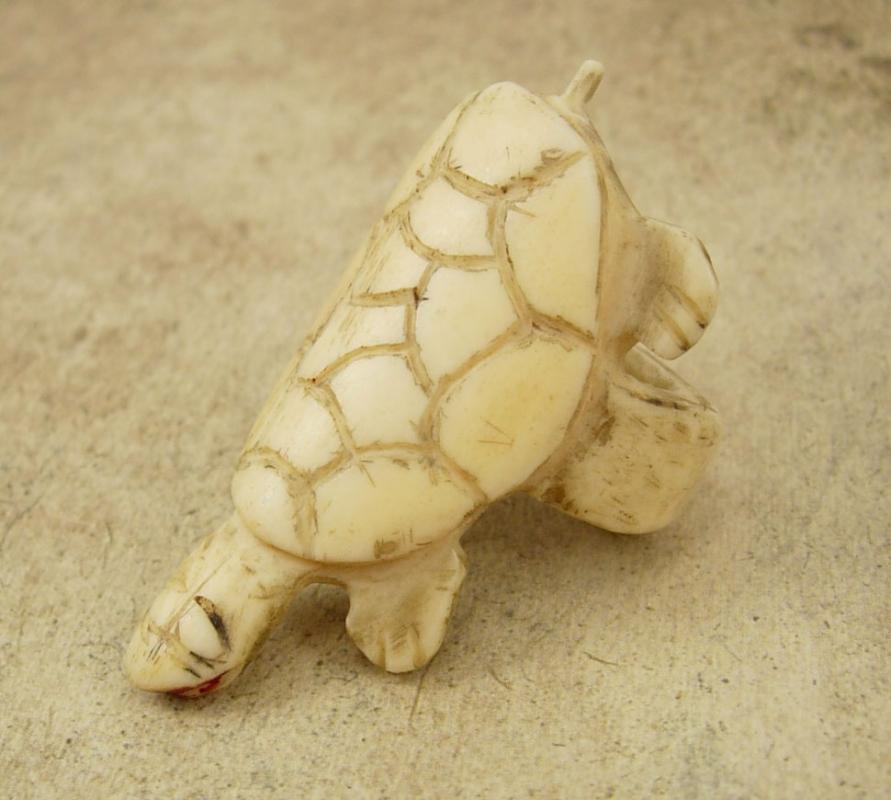 Primitive CARVED Figural RING Huge Old CHINESE Bizarre Turtle