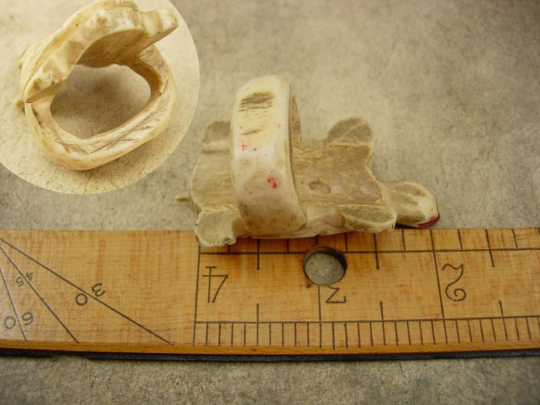 Primitive CARVED Figural RING Huge Old CHINESE Bizarre Turtle