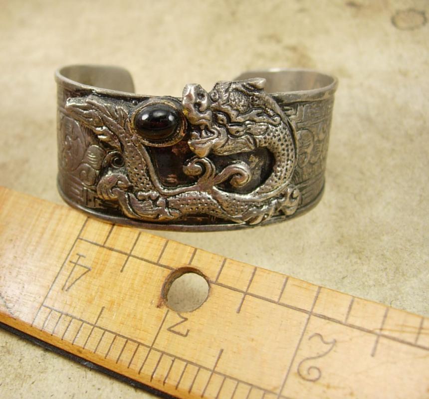 VIntage Gothic Relief DRAGON Cuff BRACELET Chinese bangle