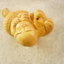 Vintage LARGE Dragon MONKEY Chinese Bead PENDANT hand carved netsuke