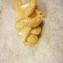 Vintage LARGE Dragon MONKEY Chinese Bead PENDANT hand carved netsuke