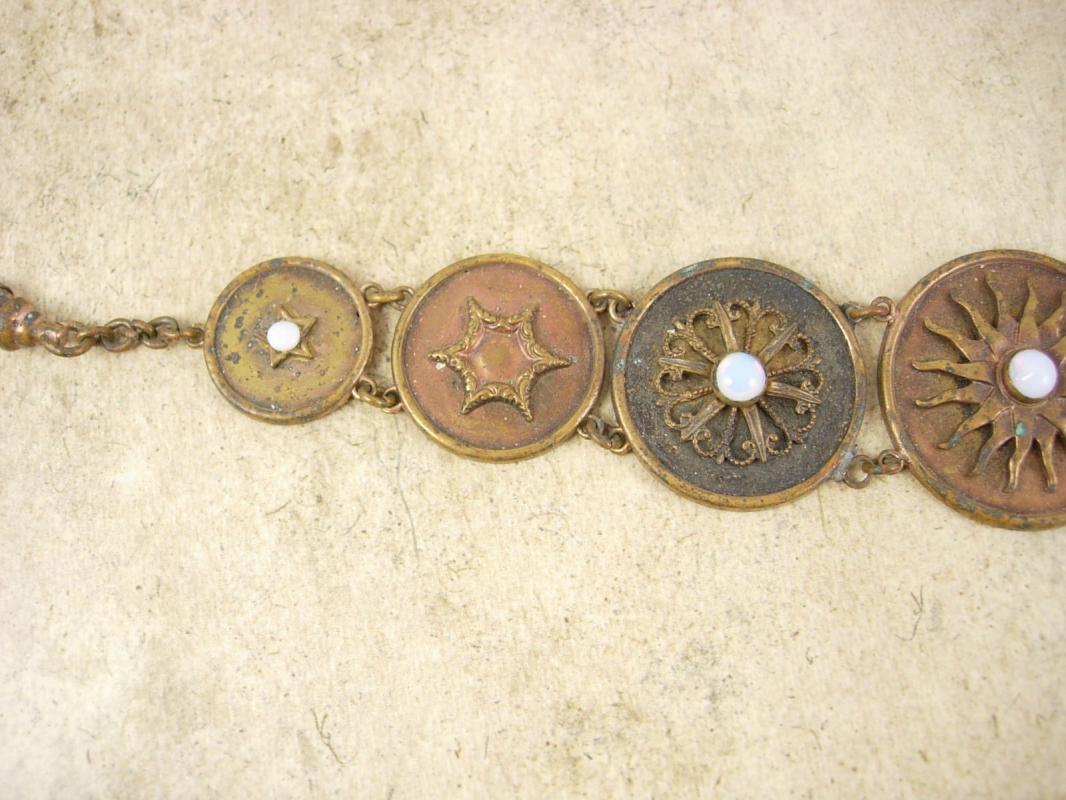 Vintage Victorian Sun genuine OPAL FOb Chain Graduated watch FOB steampunk
