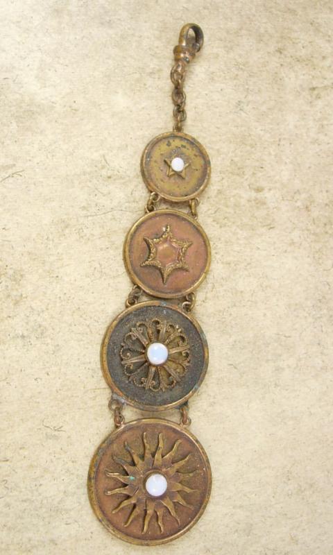 Vintage Victorian Sun genuine OPAL FOb Chain Graduated watch FOB steampunk