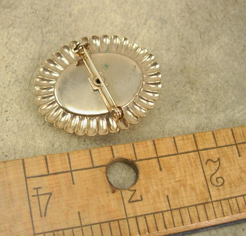 Vintage Edwardian Brooch Seed pearl Black glass garnet Rhinestone gold glass