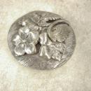 HUGE Vintage 1930s brooch NOUVEAU SILVER layered flower