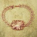 Vintage 14kt ROSE gold VICTORIAN Bookchain bracelet winged skates roller rink
