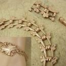 Vintage 14kt ROSE gold VICTORIAN Bookchain bracelet winged skates roller rink