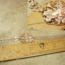 Vintage 14kt ROSE gold VICTORIAN Bookchain bracelet winged skates roller rink