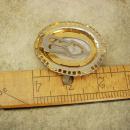 Large Vintage jeweled Victorian fur clip Portrait with red rhinestones dress clip