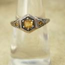 Vintage sterling DECO Ring Genuine Citrine 3/4 ct pierced metal filigree size 7