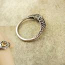 Vintage sterling DECO Ring Genuine Citrine 3/4 ct pierced metal filigree size 7