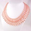 Vintage WW11 depression Necklace ROSE Czech Glass 600 Bead Collar Festoon SIGNED