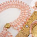 Vintage WW11 depression Necklace ROSE Czech Glass 600 Bead Collar Festoon SIGNED