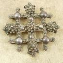 Antique Byzantine Cross Brooch SIGNED Etruscan sterling