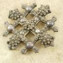 Antique Byzantine Cross Brooch SIGNED Etruscan sterling