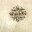 Antique Byzantine Cross Brooch SIGNED Etruscan sterling