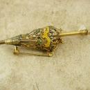 vintage MINIATURE parasol Brooch enamel filigree victorian umbrella pin