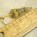 vintage MINIATURE parasol Brooch enamel filigree victorian umbrella pin