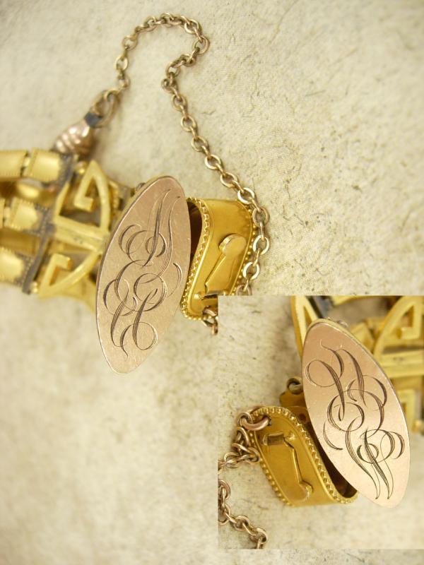 Antique fancy art deco Watch chain and fob seal greek key