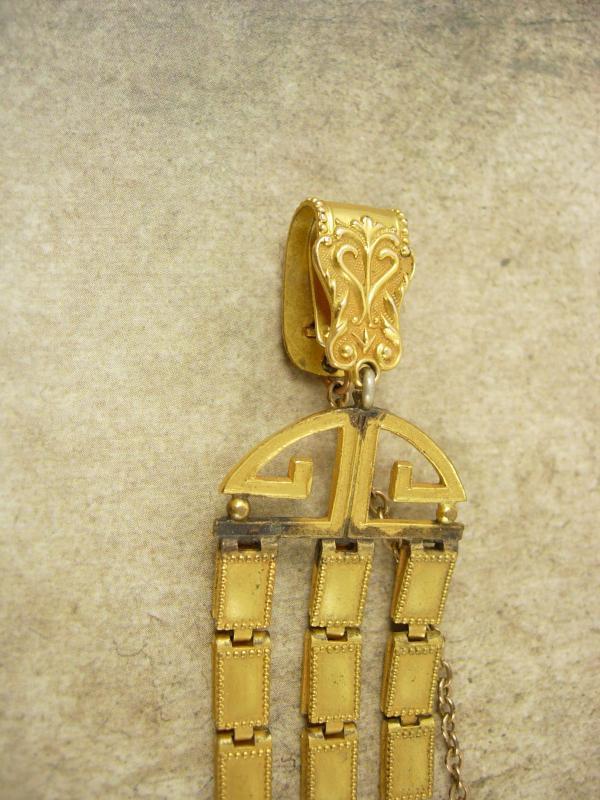 Antique fancy art deco Watch chain and fob seal greek key