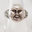 Vintage sterling Man in the MOON Poison Ring Mystical hidden treasure box size 7 1/2