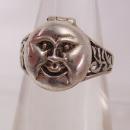 Vintage sterling Man in the MOON Poison Ring Mystical hidden treasure box size 7 1/2