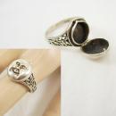 Vintage sterling Man in the MOON Poison Ring Mystical hidden treasure box size 7 1/2
