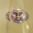 Vintage sterling Man in the MOON Poison Ring Mystical hidden treasure box size 7 1/2