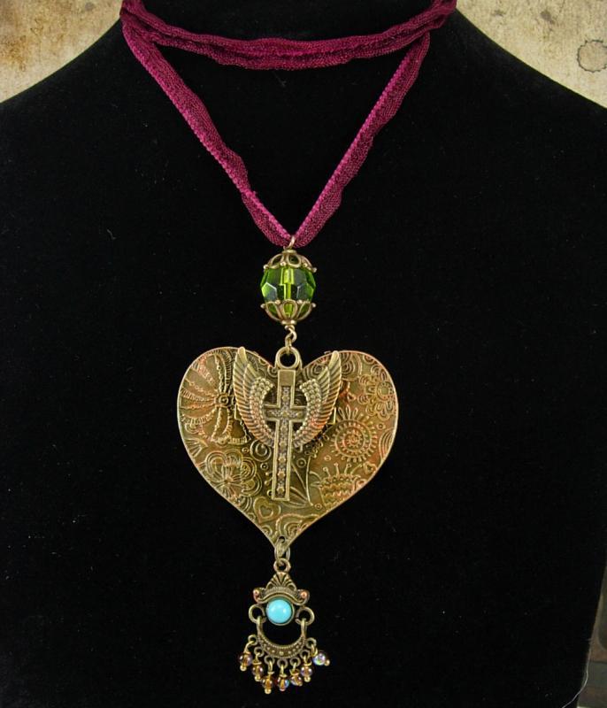 Sacred heart Rosary necklace bohemian chandelier drop