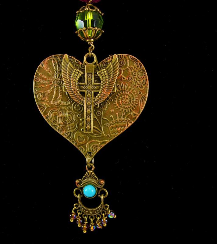 Sacred heart Rosary necklace bohemian chandelier drop