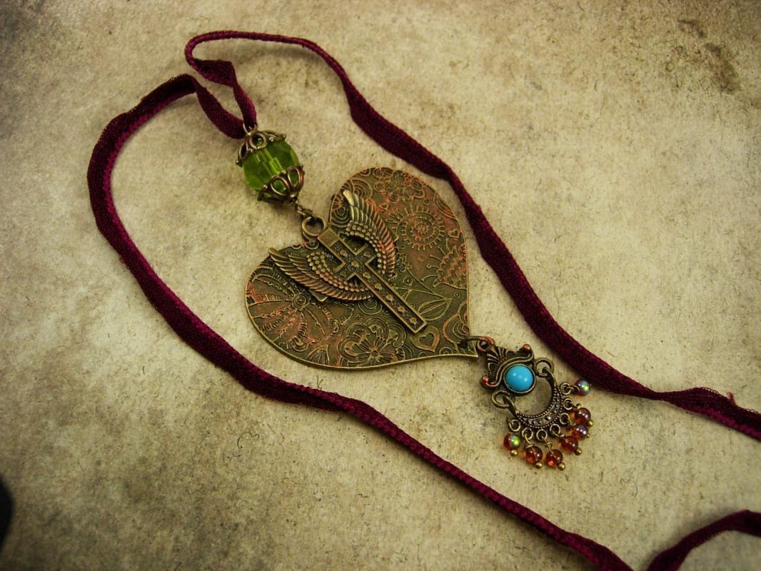 Sacred heart Rosary necklace bohemian chandelier drop
