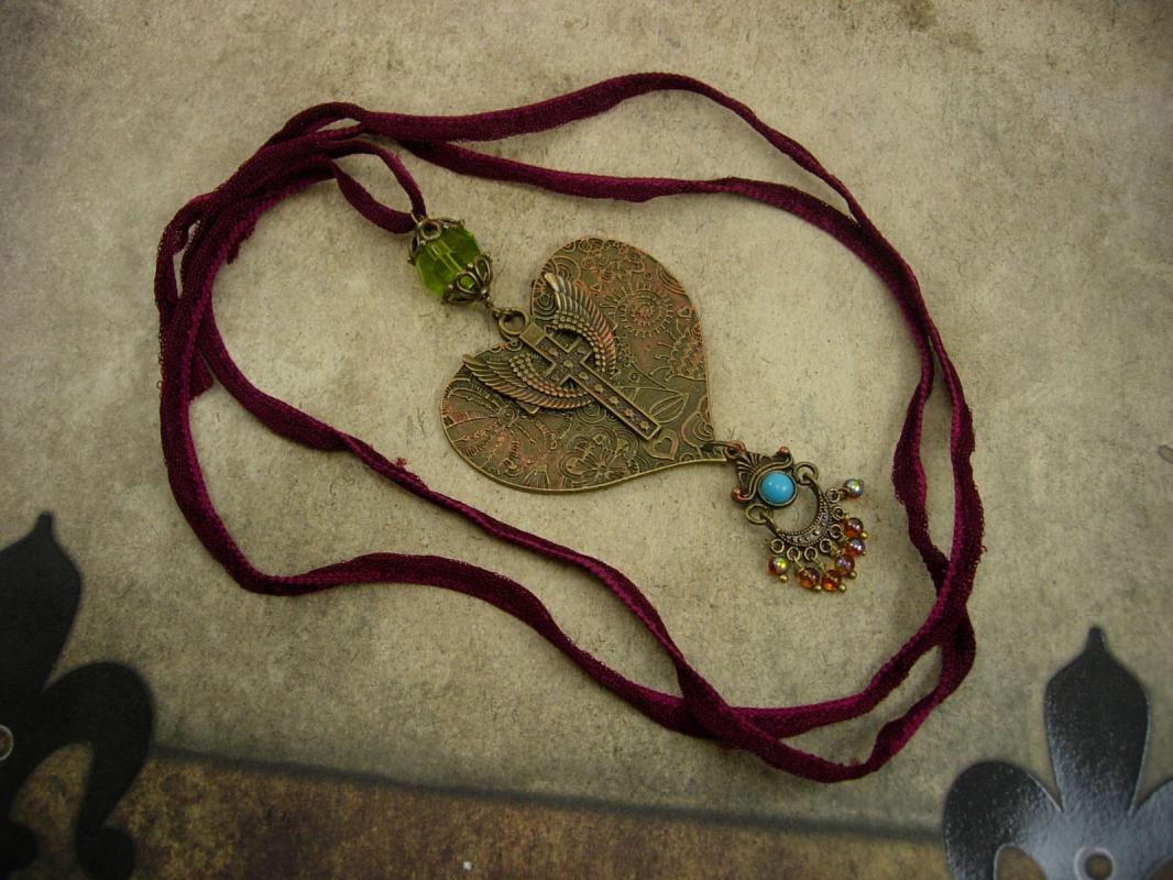 Sacred heart Rosary necklace bohemian chandelier drop