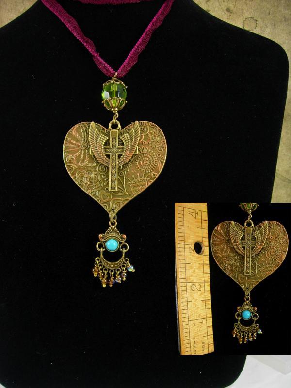 Sacred heart Rosary necklace bohemian chandelier drop