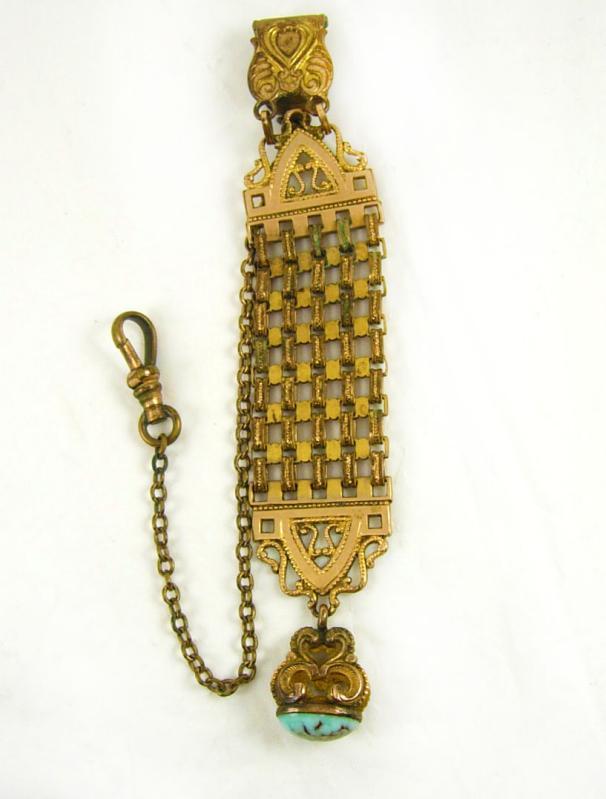 ANtique watch fob turquoise fob fancy watch chain victorian fob