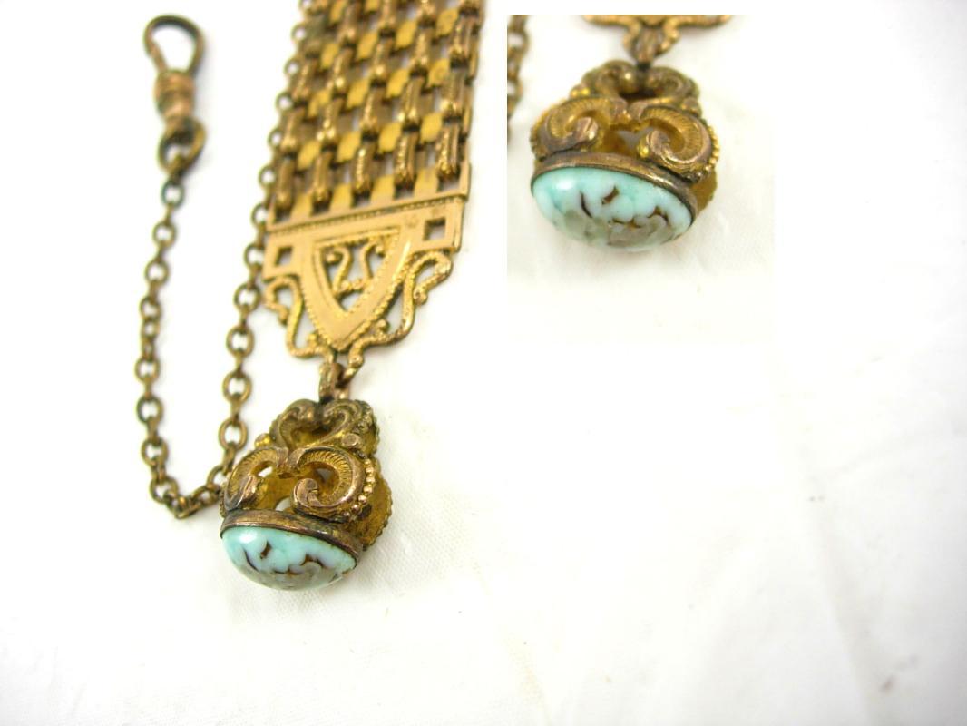 ANtique watch fob turquoise fob fancy watch chain victorian fob