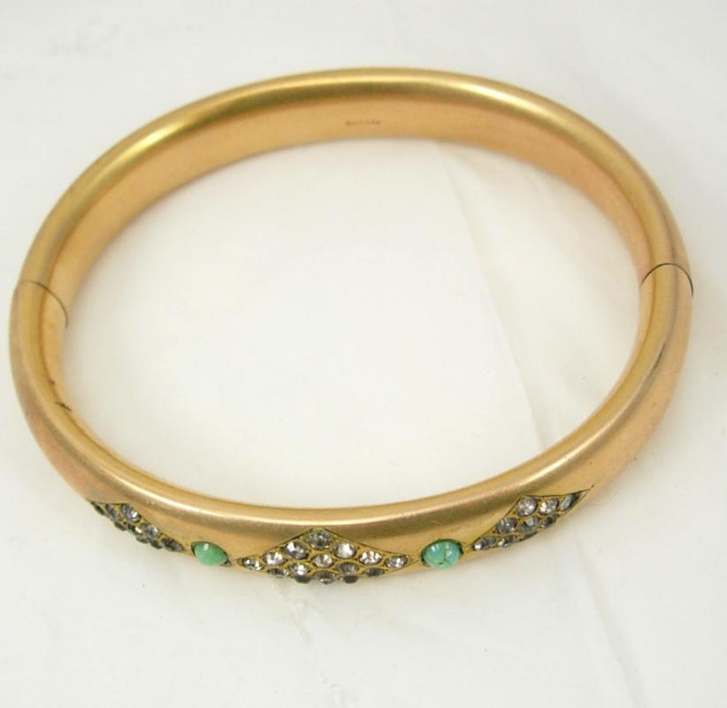 Vintage Edwardian Bracelet 9KT GOLD filled Turquoise and paste stones