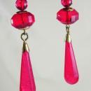 Vintage faceted earrings Shoulder duster Faceted cranberry red chandeliers