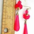 Vintage faceted earrings Shoulder duster Faceted cranberry red chandeliers