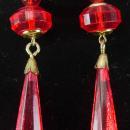 Vintage faceted earrings Shoulder duster Faceted cranberry red chandeliers