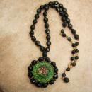 Vintage BLACK renaissance figural Necklace Sir Lancelot and Guinevere