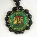 Vintage BLACK renaissance figural Necklace Sir Lancelot and Guinevere