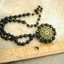 Vintage BLACK renaissance figural Necklace Sir Lancelot and Guinevere
