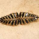 ANtique Victorian Brooch HAnd set black MOURNING petit feather design
