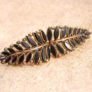 ANtique Victorian Brooch HAnd set black MOURNING petit feather design