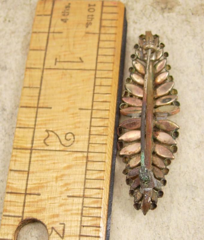 ANtique Victorian Brooch HAnd set black MOURNING petit feather design