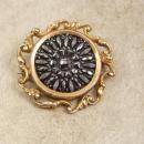 Antique Victorian Brooch mourning black jet lamode button pin
